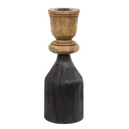 The Hearthside 8.25in. Black & Natural Wood Taper Candle Holder