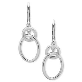 Chaps Silver-Tone Ring Double Drop Leverback Earrings