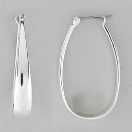 Napier Silver Tone Oval Medium Click-Top Hoop Earrings
