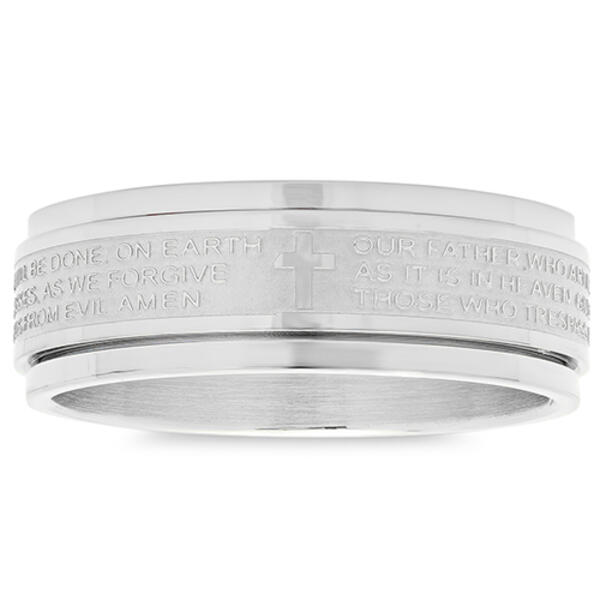 Stainless Steel Our Father Prayer Spinner Ring - image 