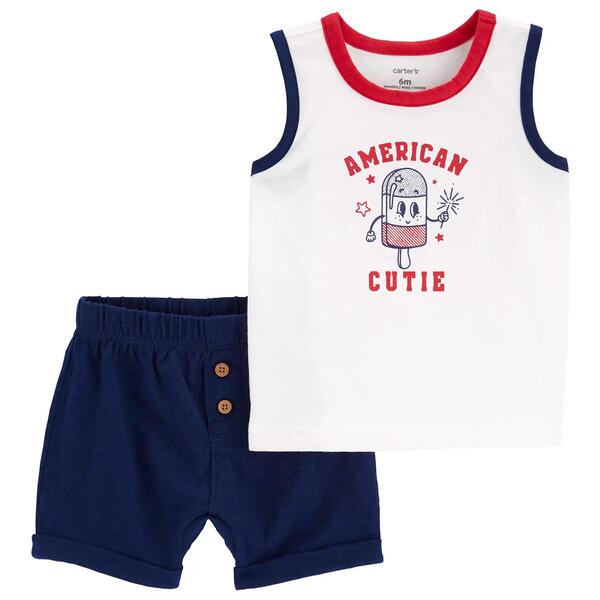 Baby Boy &#40;NB-24M&#41; Carters&#40;R&#41; American Cutie Tank & Shorts Set - image 