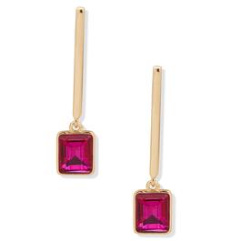 Nine West Gold-Tone & Rose Linear Square Drop Post Earrings