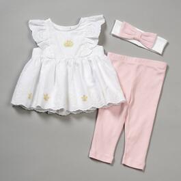 Baby Girl (3-12M) Little Me(R) 3pc. Floral Eyelet Top &amp; Legging Set