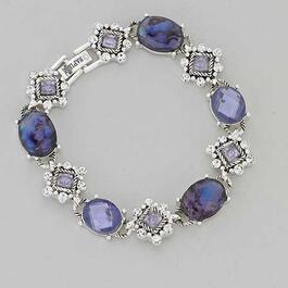 Napier Boxed Silver-Tone & Purple Stones Bracelet
