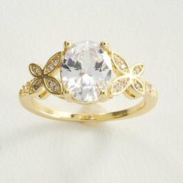 Ashley Cooper&#40;tm&#41; Cubic Zirconia & Pave Floral Band Gold Ring