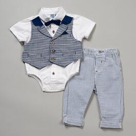 Baby Boy &#40;NB-9M&#41; Little Lad&#40;R&#41; Pinstripe Mock Vest & Pants Set