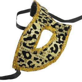 Allstate Gold and Black Big Cat Animal Print Halloween Mask