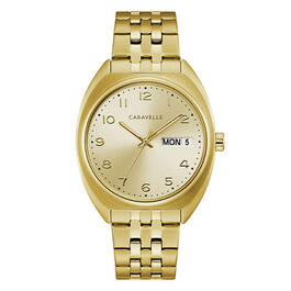 Mens Caravelle Retro Gold-Tone Bracelet Watch - 44C110