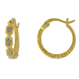 Gianni Argento Gold over Silver Diamond Accent XO Hoop Earrings