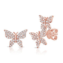 Diamond Classics&#40;tm&#41; 14kt. Rose Gold Butterfly Stud Earrings