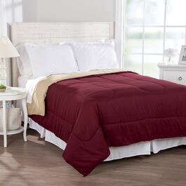 Ashley Cooper(tm) Solid Reversible Comforter - Wine/Tan