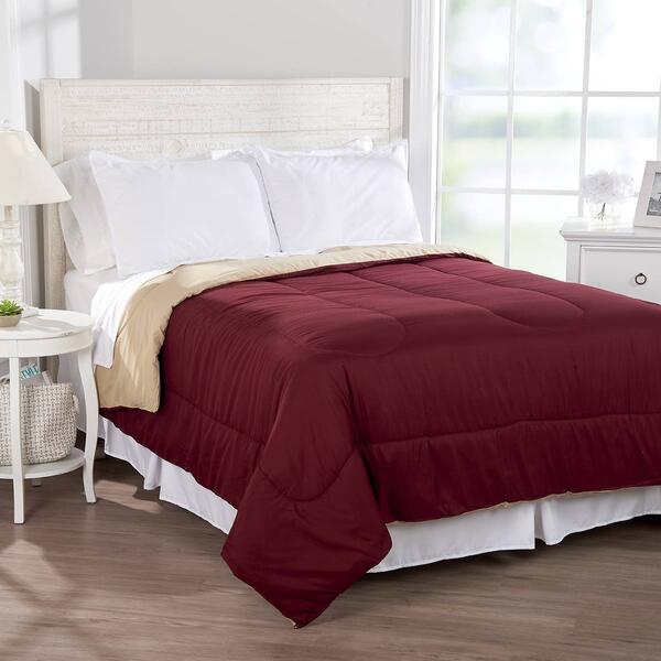 Ashley Cooper(tm) Solid Reversible Comforter - Wine/Tan - image 