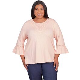 Plus Size Alfred Dunner A Fresh Start Lace Neck Solid Tee