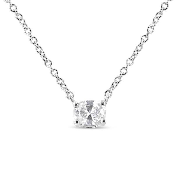 Haus of Brilliance White Gold Oval Shape Diamond Pendant Necklace - image 