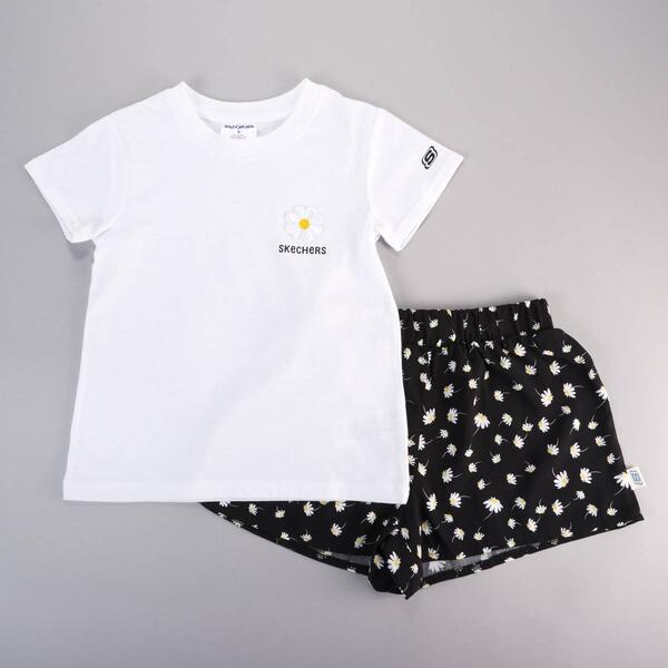 Girls &#40;4-6x&#41; Sketchers&#40;tm&#41; Daisy Embroidered Tee & Shorts Set - image 