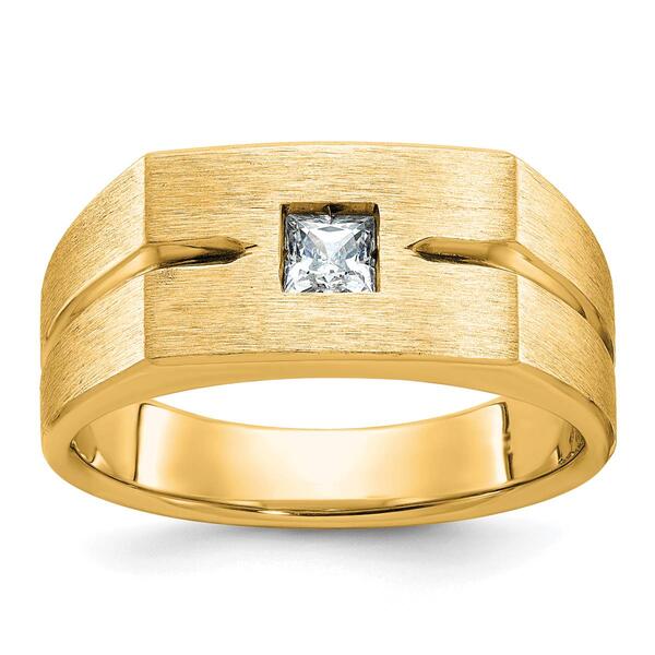 Mens Diamond Classics&#40;tm&#41; 10kt Gold 1/4 ctw Embedded Diamond Ring - image 