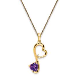 Gemstone Classics&#40;tm&#41; 14kt. Gold Heart Amethyst Pendant Necklace