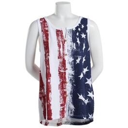 Womens North River Sleeveless Allover Flag Print Button Front Top