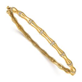 Gold Classics&#40;tm&#41; 14k Gold Bamboo Design Diamond Hinged Bangle