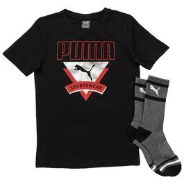 Boys (8-20) Puma Sportswear Tee &amp; Crew Socks - Black