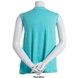 Womens Hasting & Smith Sleeveless Split Neck Top w/Piping