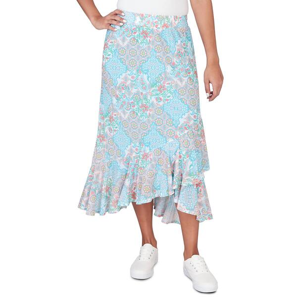 Petite Ruby Rd. Garden Variety Paisley Tile Pull On Skirt - image 