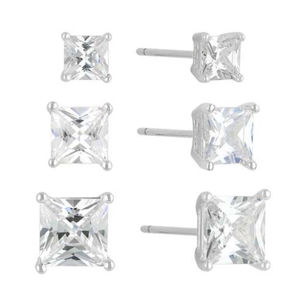 Sunstone 3pc. Sterling Silver Square Stud Earring Set - image 