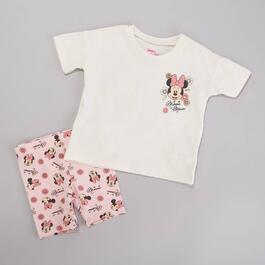 Toddler Girl Disney&#40;R&#41; Minnie Mouse Flowers Top & Bike Shorts Set