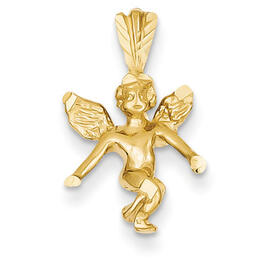 Unisex Gold Classics&#40;tm&#41; 14kt. Diamond-Cut Angel Pendant