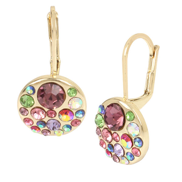 Betsey Johnson Mixed Stone Cluster Round Drop Earrings - image 