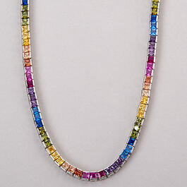 Splendere Sterling Silver & Rainbow Collar Necklace