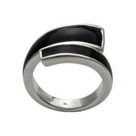 Marsala Silver Plated Black Resin Bypass Ring