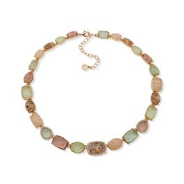 Anne Klein Gold-Tone Pink & Green Abalone Collar Necklace