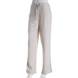 Womens Per Se Stripe Linen Beach Pants - Stone/Khaki