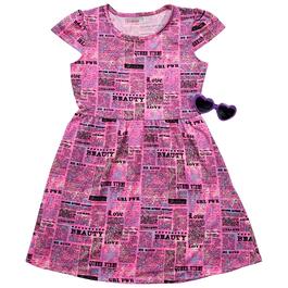 Girls &#40;7-16&#41; Dream Star Short Sleeve Yummy Newspaper Dress