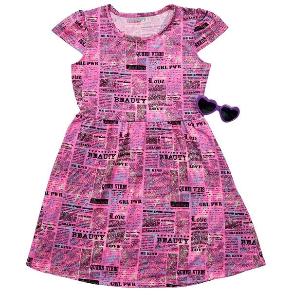 Girls &#40;7-16&#41; Dream Star Short Sleeve Yummy Newspaper Dress - image 