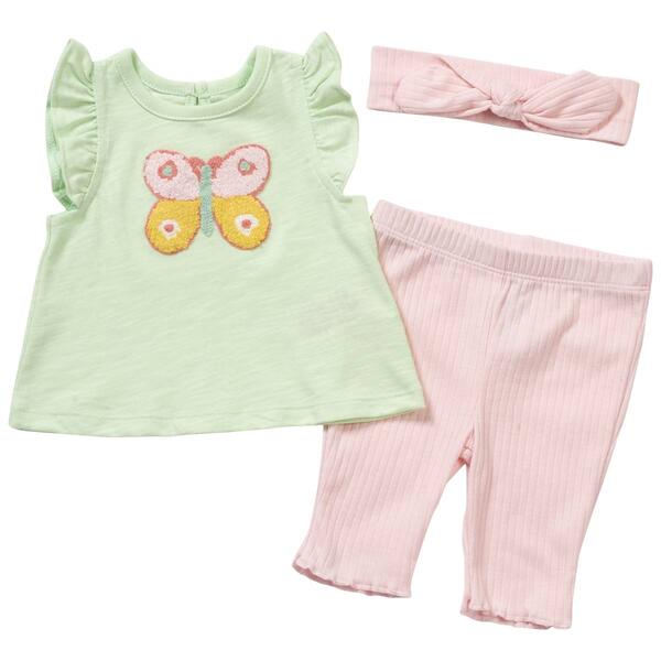Baby Girl &#40;3-9M&#41; Sterling Baby 3pc. Butterfly Top & Capri w/ - image 