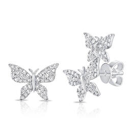 Diamond Classics&#40;tm&#41; 14kt. White Gold Butterfly Stud Earrings