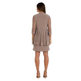 Womens R&M Richards 3/4 Sleeve Soft sheer Pleated Jacket Dress