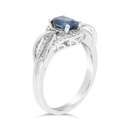10kt. White Gold Oval Sapphire 1/6ctw. Diamond Ring