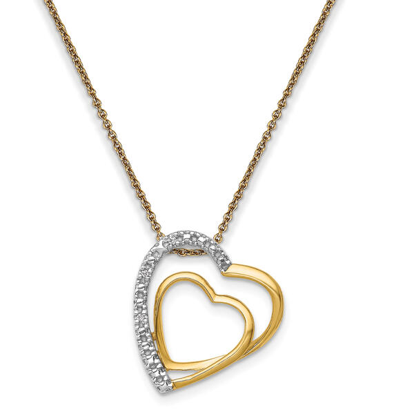 Diamond Classics&#40;tm&#41; Double Heart Slide Pendant Necklace - image 