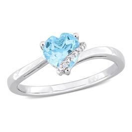 Sterling Silver Sky Blue Topaz & Diamond Accent Heart Ring