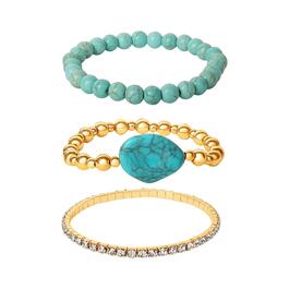 Jessica Simpson Crystal & Reconstituted Turquoise Bracelet Set