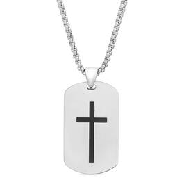 Mens Creed Stainless Steel Two-Tone Cross Dog Tag Necklace