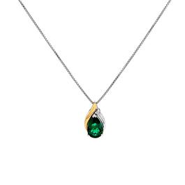 Gemstone Classics&#40;tm&#41;10kt. Yellow Lab Created Emerald Pendant