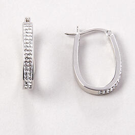 Candela Sterling Silver In & Out Crystal Oval Hoops