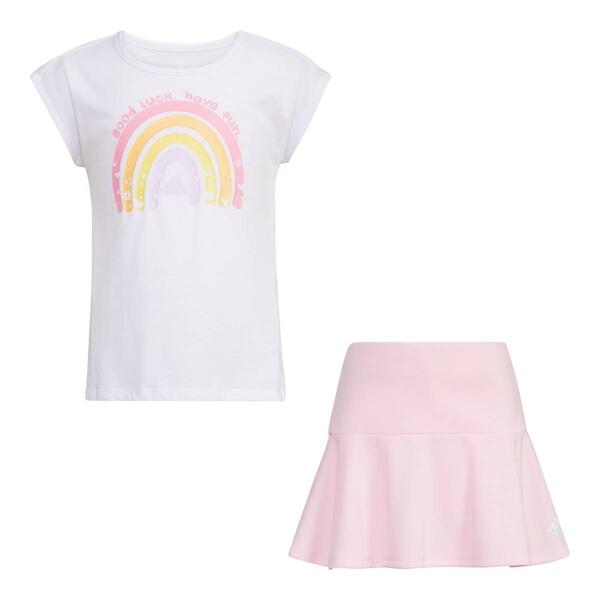 Toddler Girl adidas(R) Lucky Rainbow Ruffle Skort Set - image 