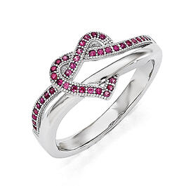 Sterling Silver & CZ Pink Heart Ring