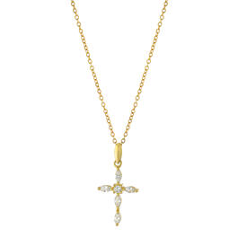Gold Over Sterling Silver Cubic Zirconia Cross Pendant