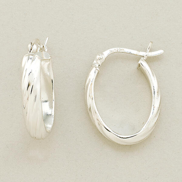 Sterling Silver Roped Hoop Earrings - image 